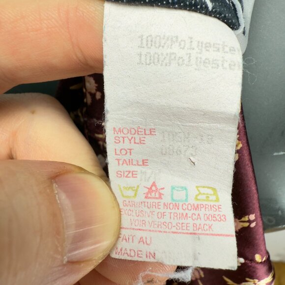 LINDA For Eaton Satin VTG Grannycore Burgundy Floral Halter Cami Top Size M - Picture 5 of 5